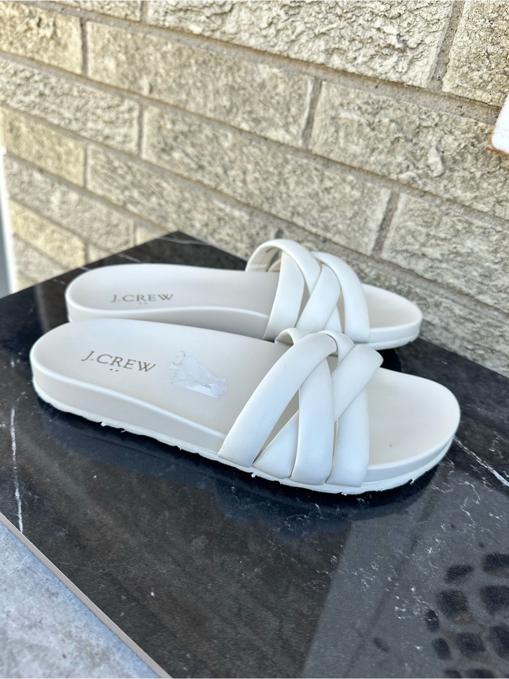 J. Crew Crisscross slide sandals Ivory White Slide Sandals size 7
